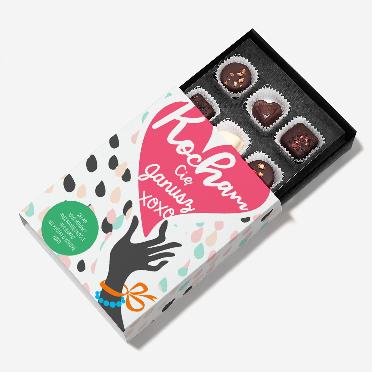 Czekoladki z personalizacją dla narzeczonego - kocham Cię