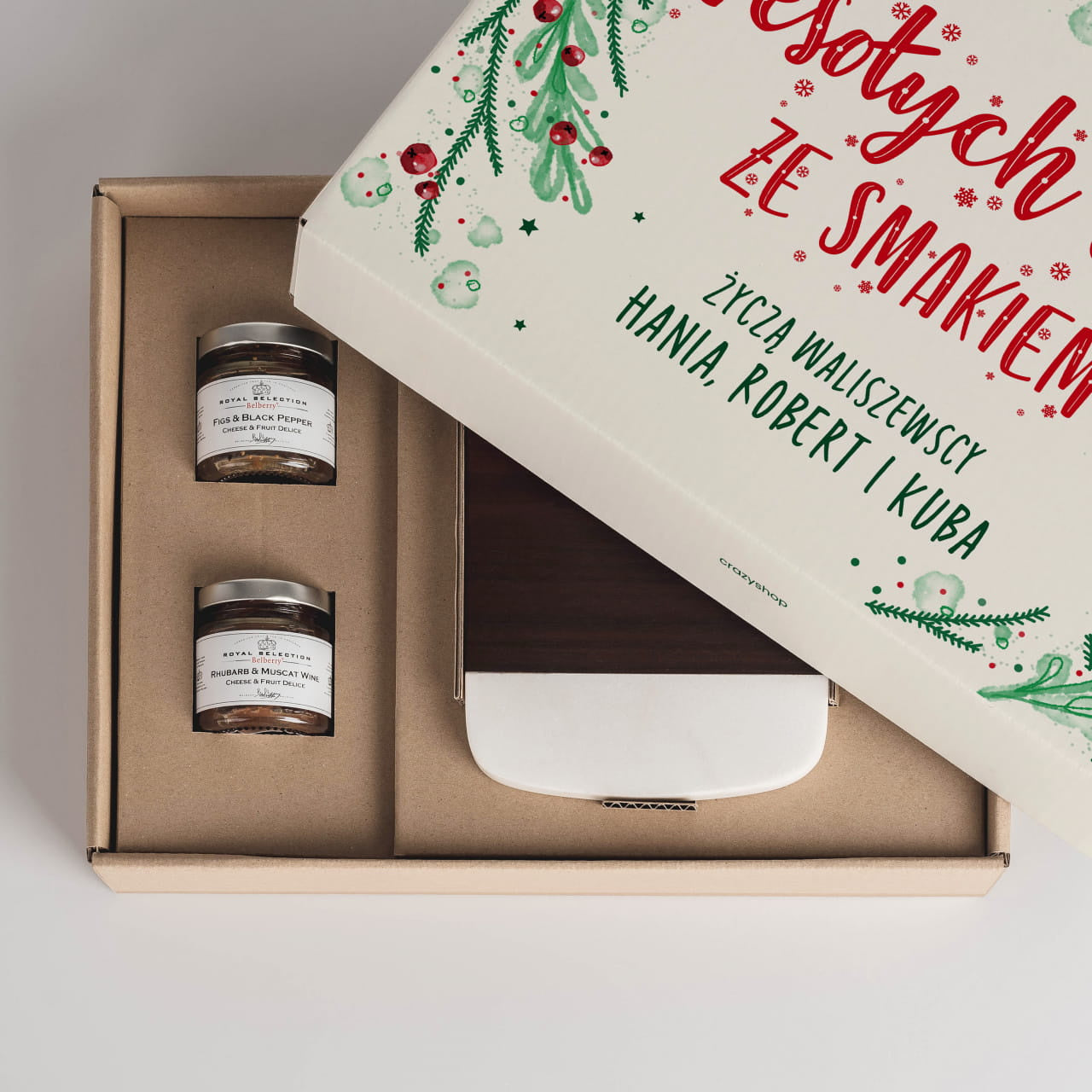 Konfitury i deska do serów - świąteczny prezent dla rodziny prezent dla rodziny na święta zestaw konfitur