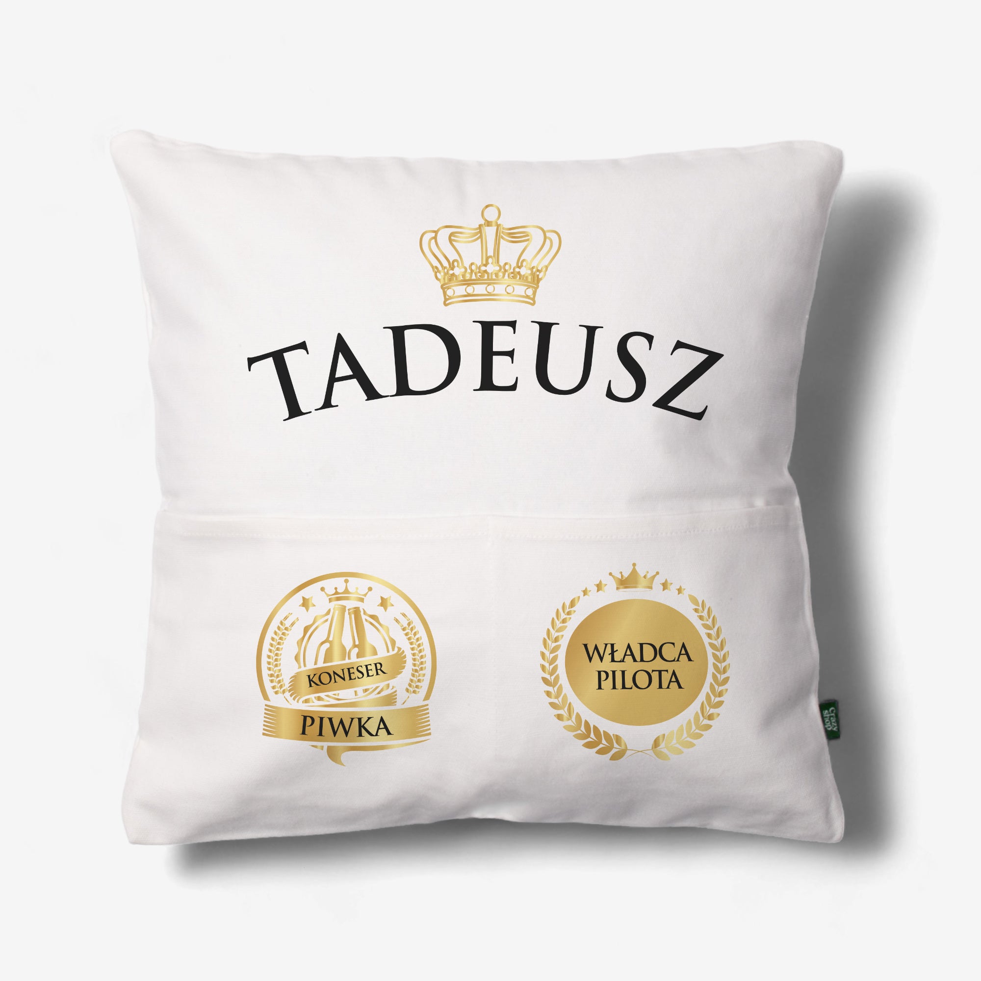 Personalizowana poduszka z kieszeniami - śmieszny prezent dla faceta poduszka personalizowana poduszka z nadrukiem prezent dla chłopaka