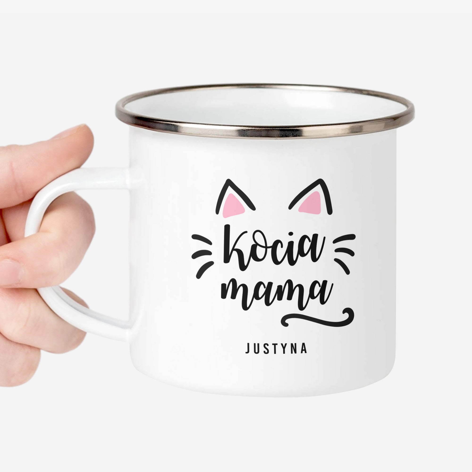 Emaliowany kubek z kotem - prezent dla kociary