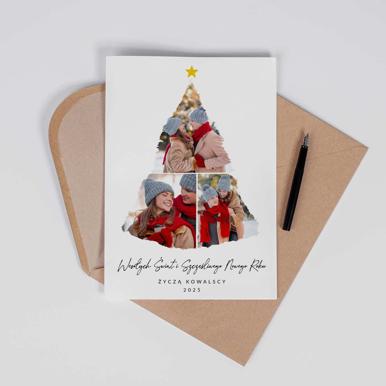 Świąteczna kartka z choinką - ze zdjęciami