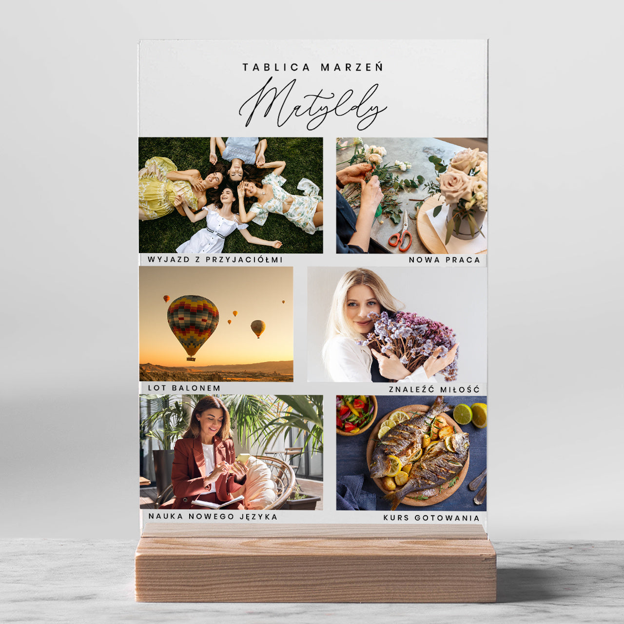 Personalizowana statuetka ze zdjęciami - tablica marzeń statuetka z imieniem prezent dla przyjaciółki 