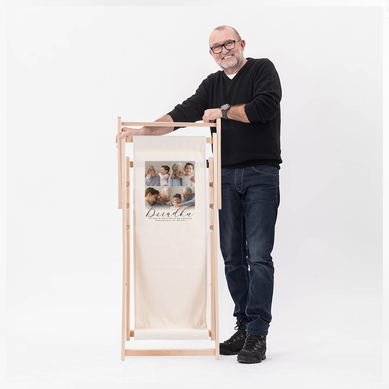 Personalizowany leżak - prezent dla dziadka ze zdjęciem