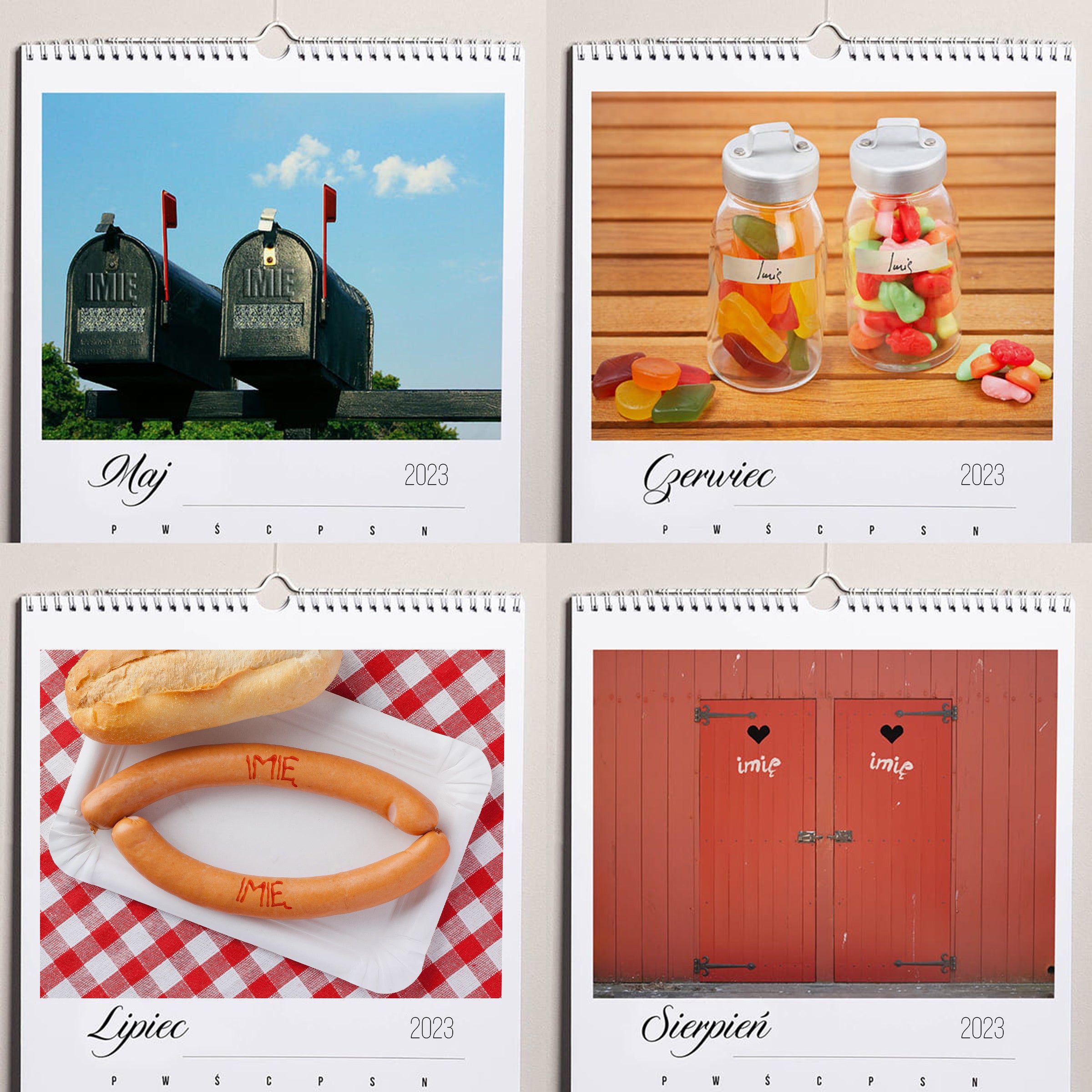 Personalizowany kalendarz wiszący dla pary na rocznicę ślubu