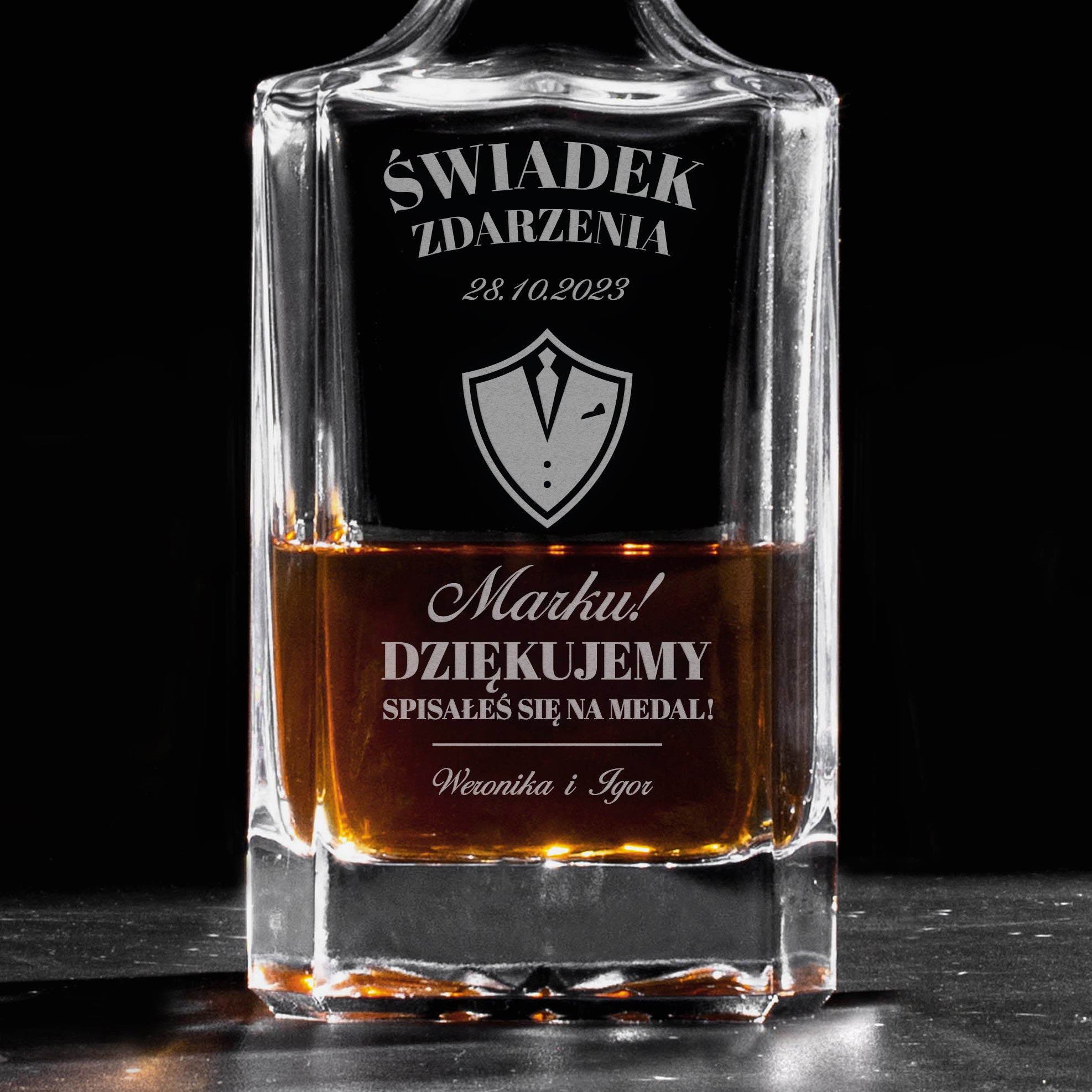 Grawerowana karafka dla świadka - Świadek Zdarzenia