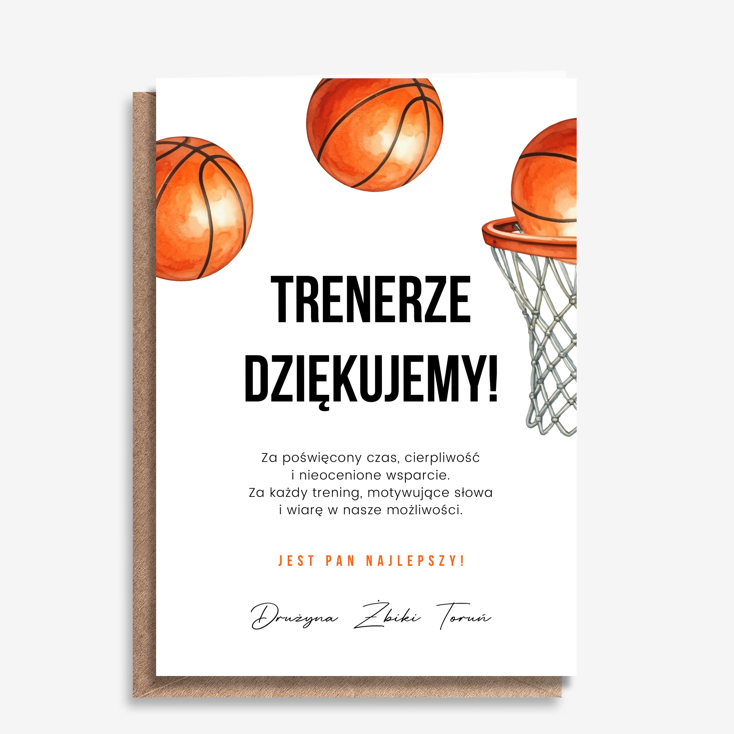 Kartka dla trenera koszykówki podziękowanie dla trenera