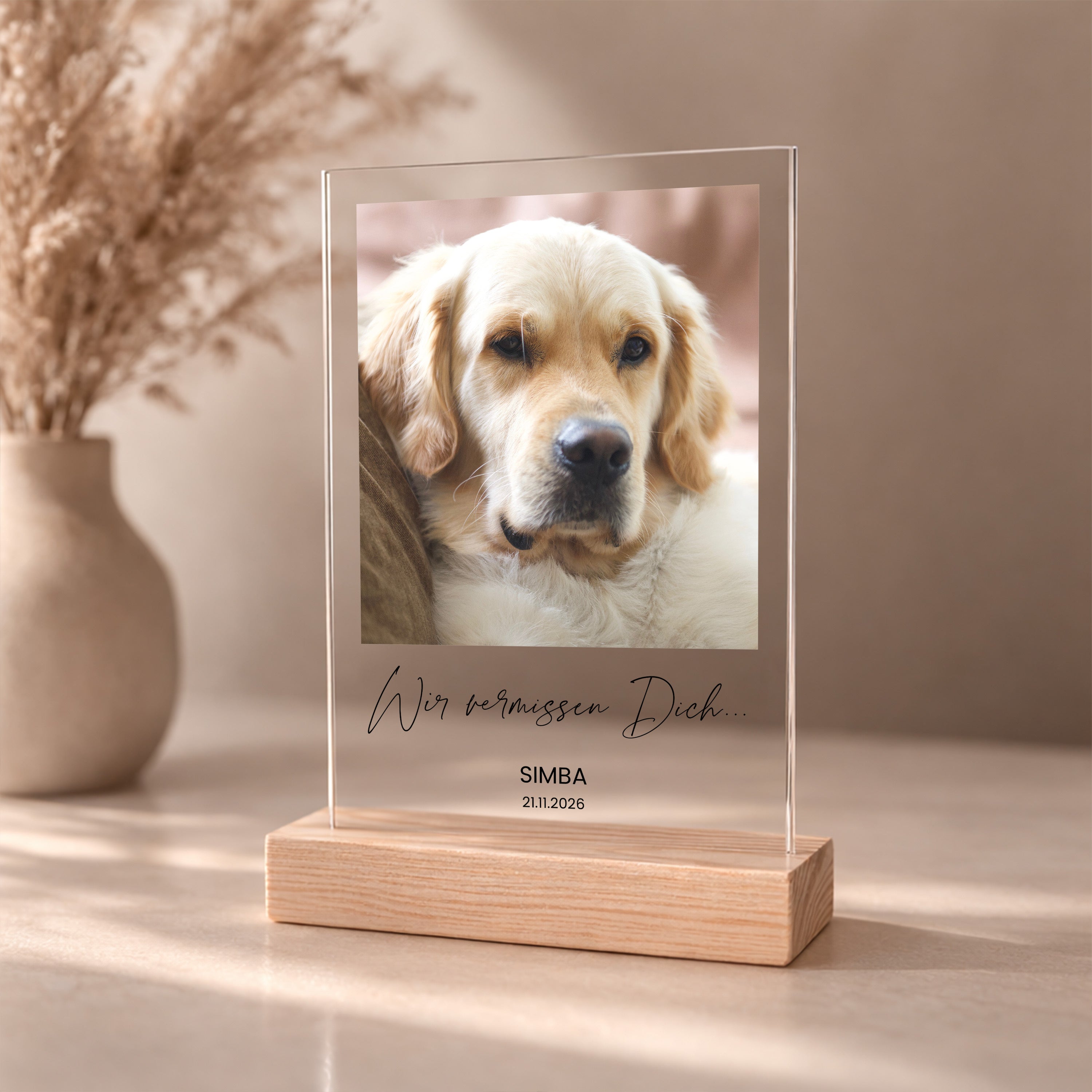 Statuette mit Foto ANDENKEN AN DEN HUND