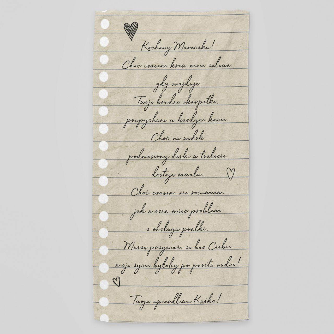 Personalizowany ręcznik - prezent na walentynki dla chłopaka prezent dla męża na walentynki
