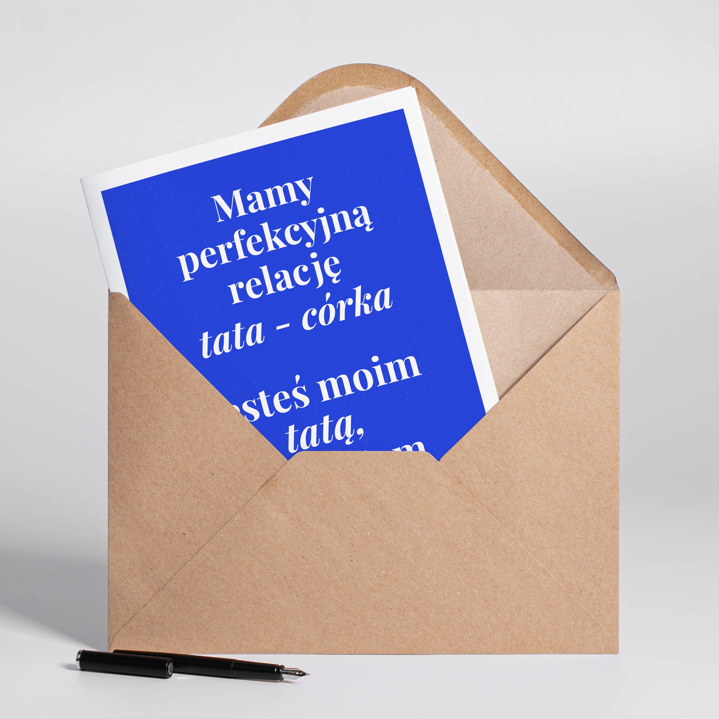 Kartka na Dzień Taty od córki – relacja upominek dla Taty prezent dla Taty na Dzień Taty kartka personalizowana