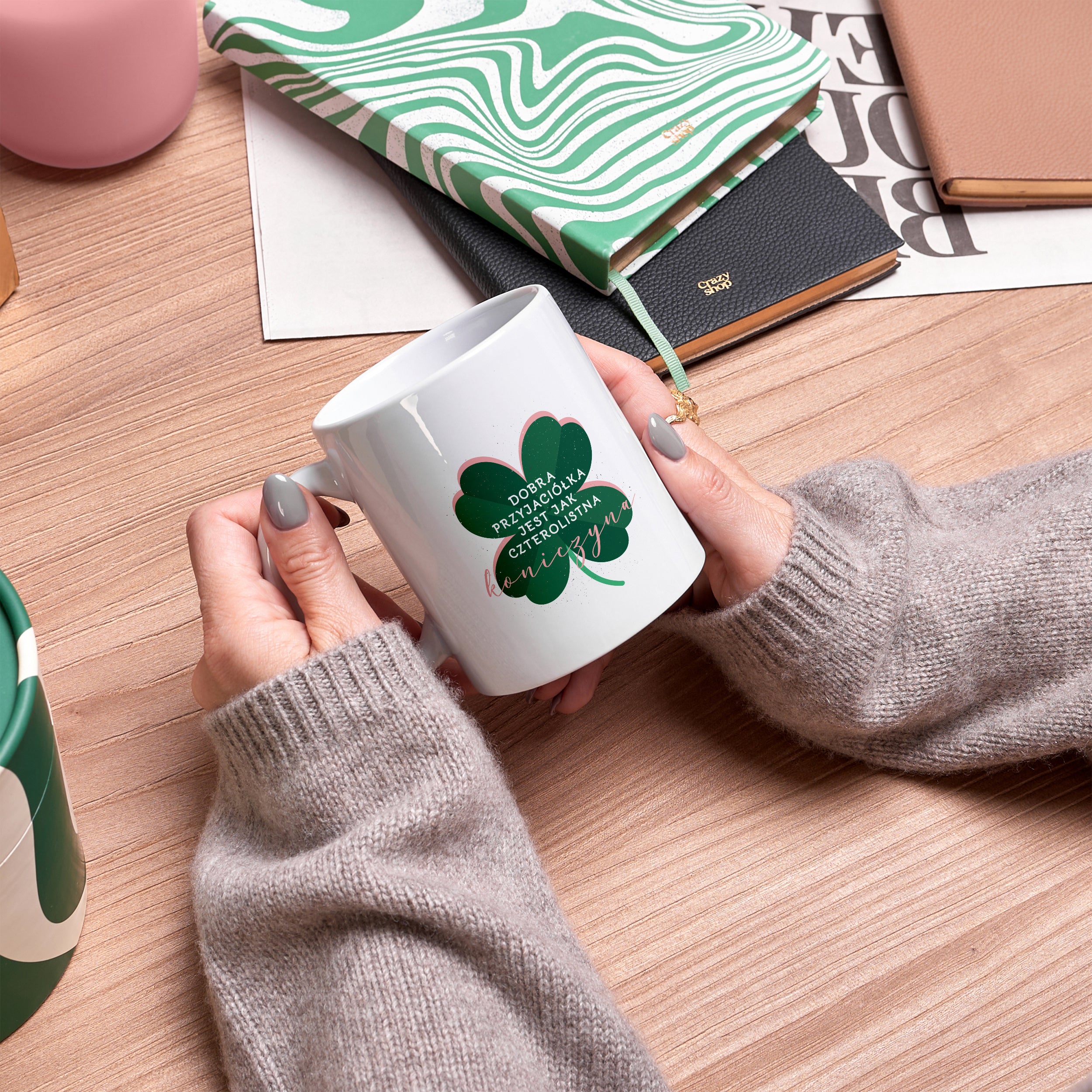 Kubek szczęścia - Koniczyna - prezent dla przyjaciółki kubek dla przyjaciółki personalizowany kubek