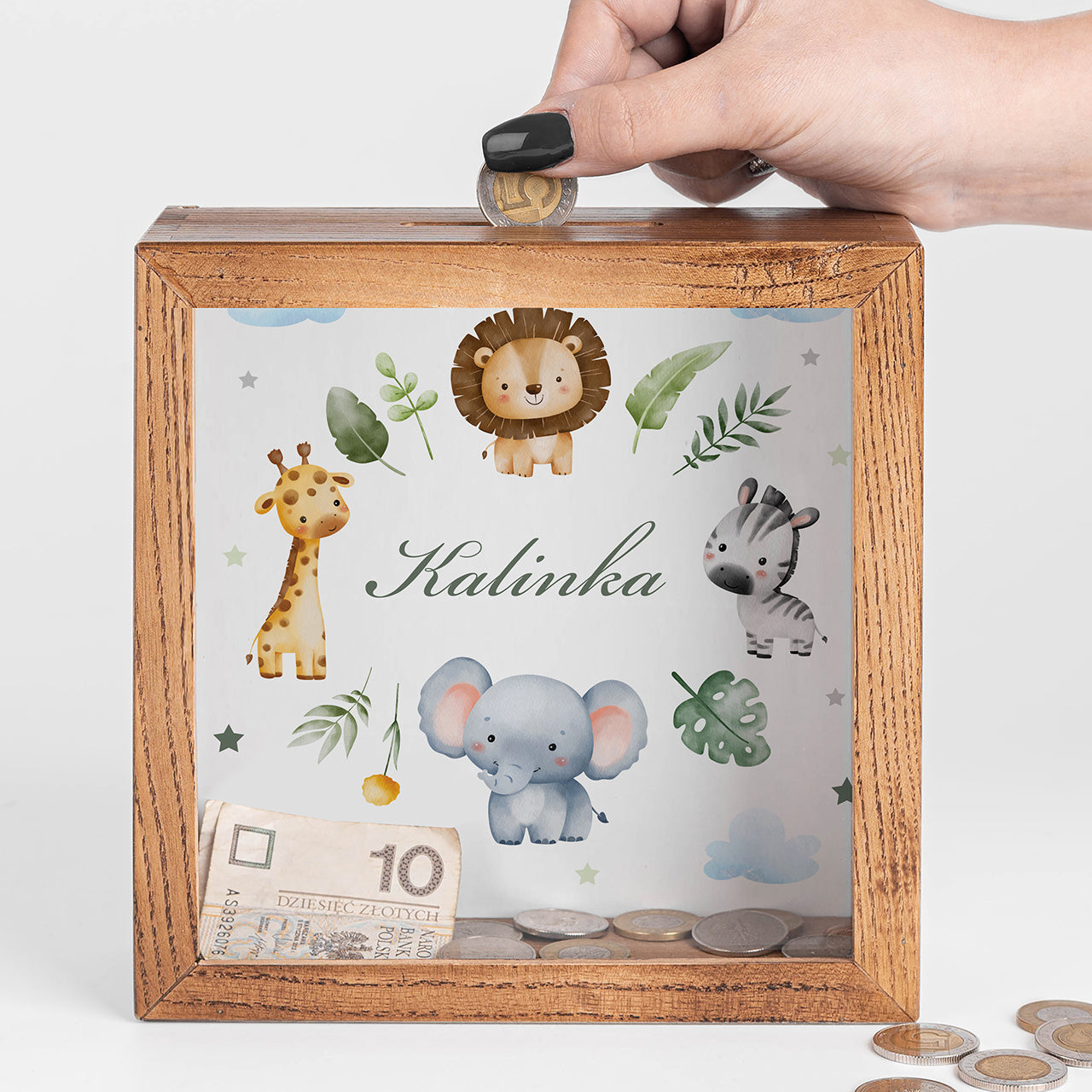 Skarbonka dziecięca – Safari skarbonka dla dziecka skarbonka personalizowana prezent dla dziecka