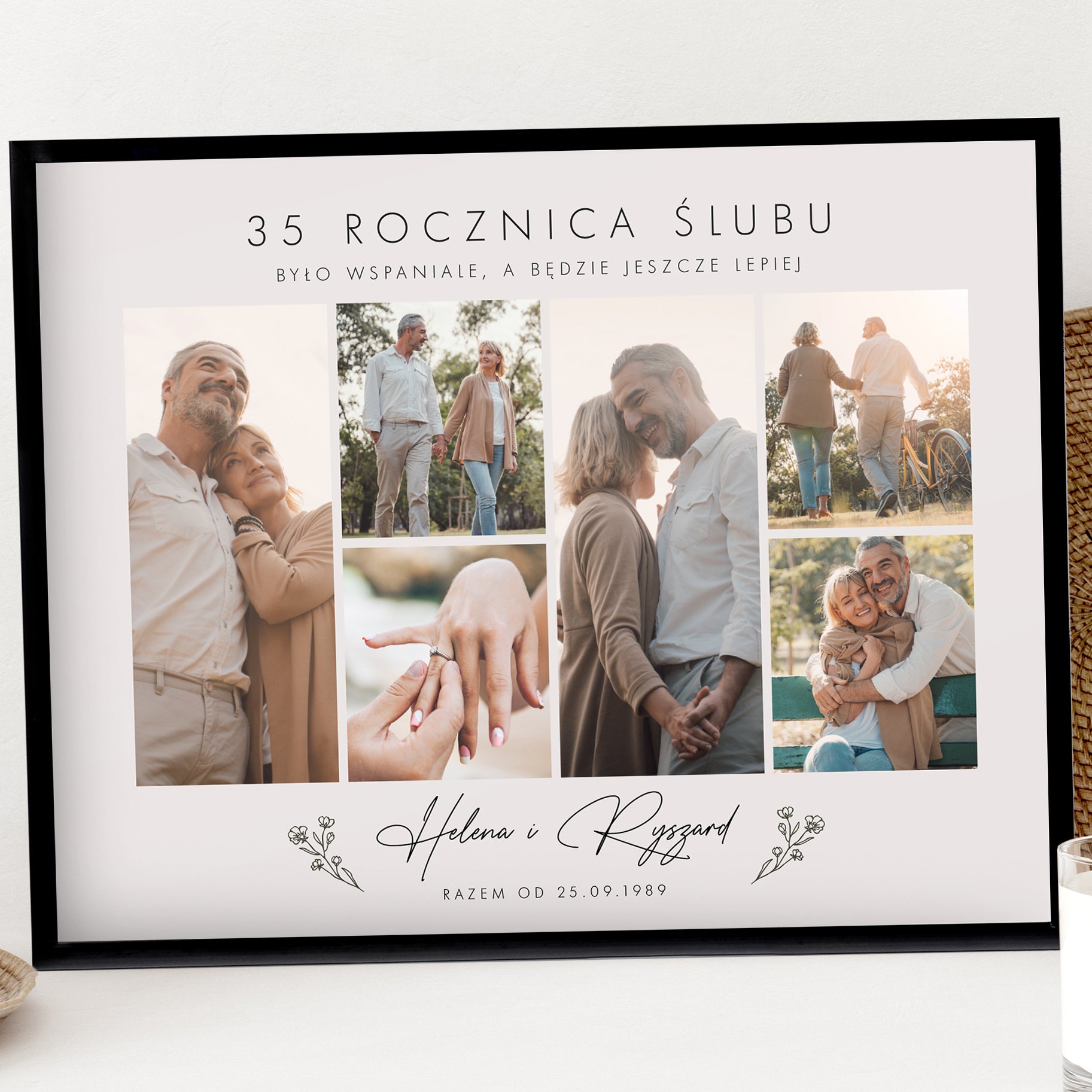 Plakat ze zdjęciami - prezent dla pary na 35 rocznicę ślubu prezent na 35 rocznicę ślubu plakat na rocznicę ślubu