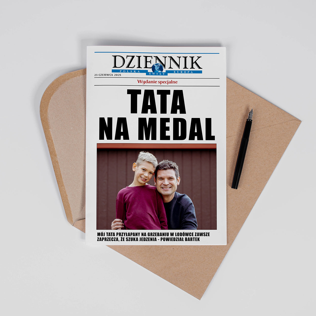 Kartka na Dzień Ojca - tata na medal prezent na Dzień Taty prezent dla taty personalizowana kartka dla Taty