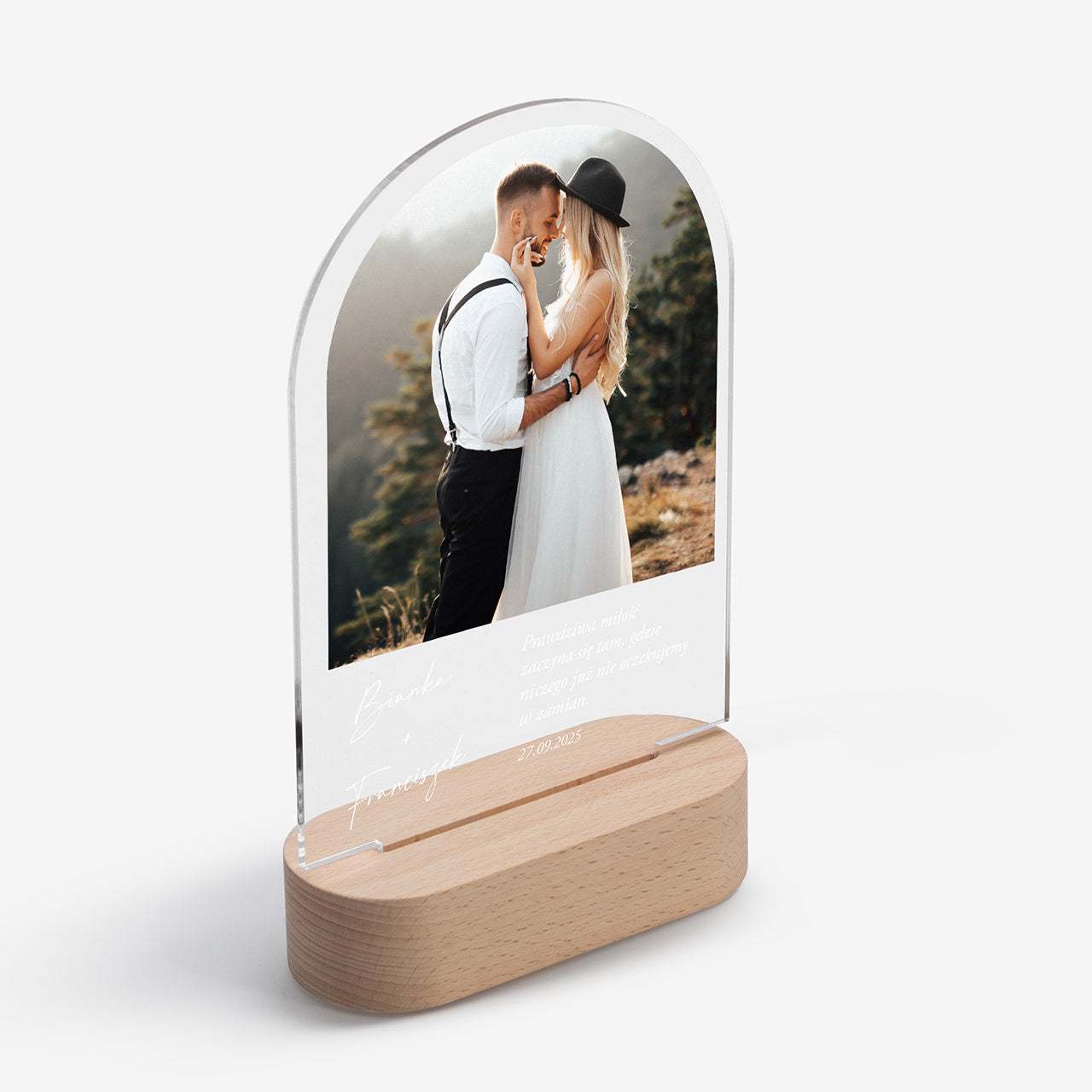 Lampka led z personalizacją - pamiątka ślubna dla Pary Młodej romantyczny prezent na wesele dla pary młodej