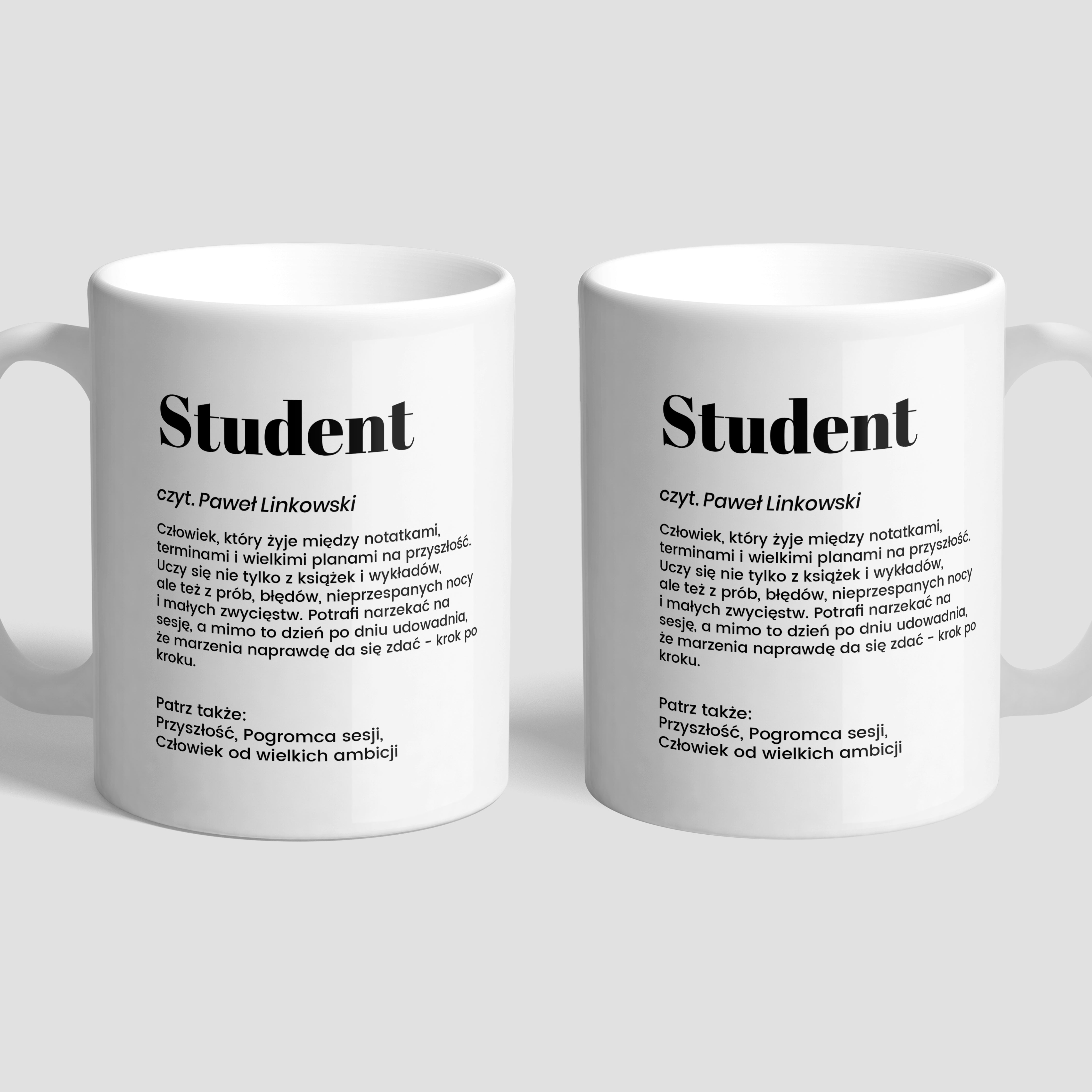 Kubek ceramiczny biały - personalizowany prezent dla studenta
