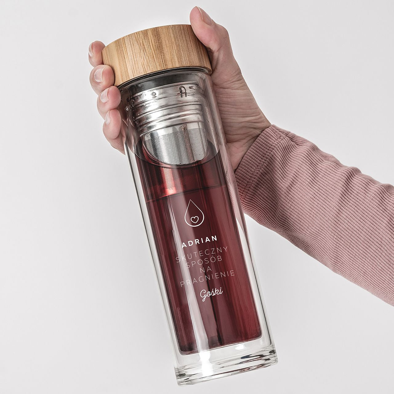 Szklany bidon personalizowany dla chłopaka prezent dla chłopaka prezent na dzień chłopaka bidon szklany