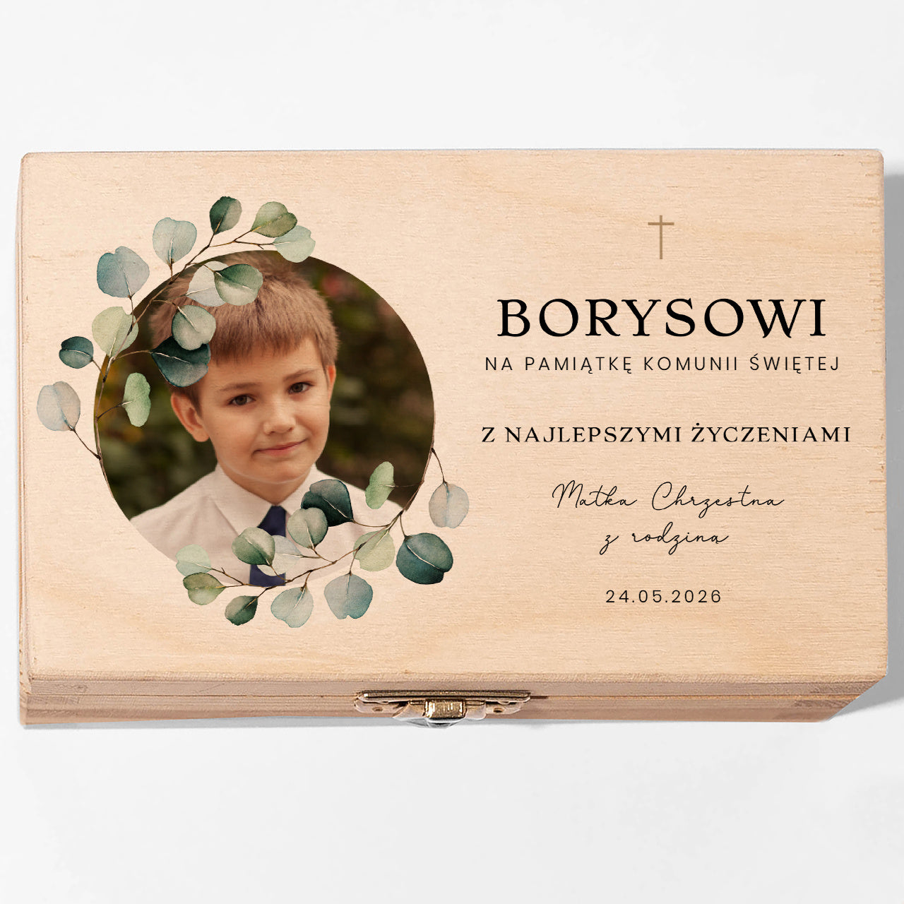 Szkatułka na pieniądze na Komunię - ze zdjęciem pamiątka Pierwszej Komunii prezent komunijny