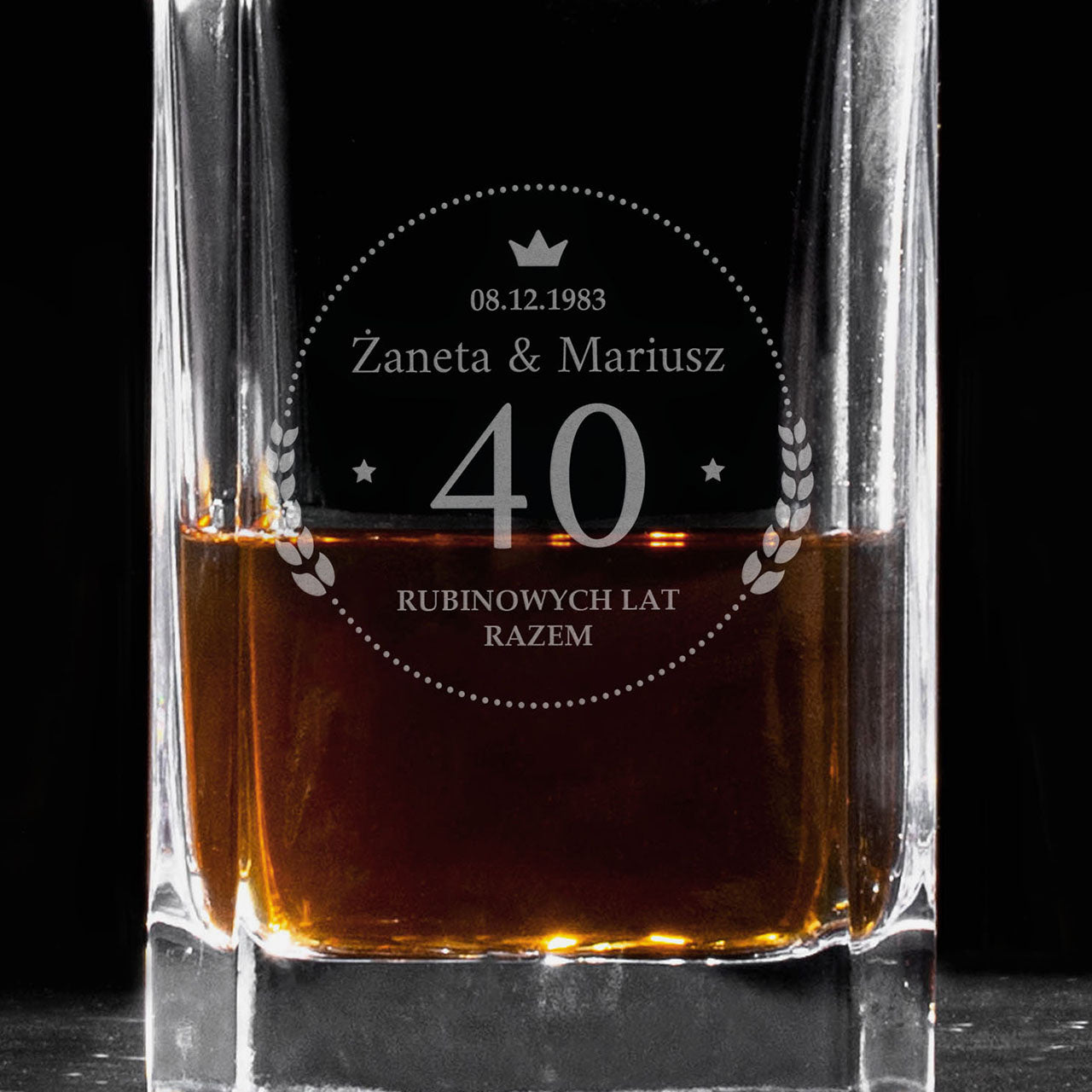 Karafka grawerowana - prezent na 40 rocznicę małżeństwa