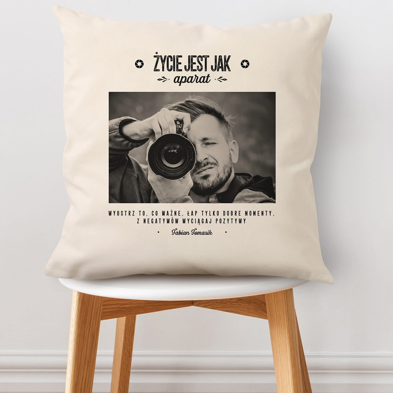 Poduszka ze zdjęciem dla fotografa personalizowana poduszka prezent dla fotografa gadżet dla fotografa