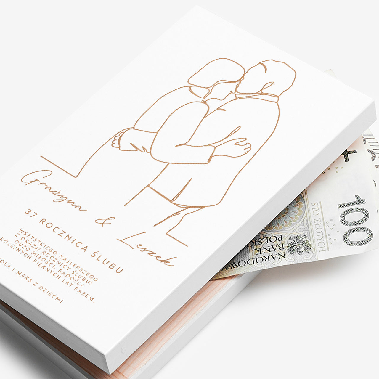 Pudełko z grawerem na pieniądze - personalizowany prezent na rocznicę ślubu