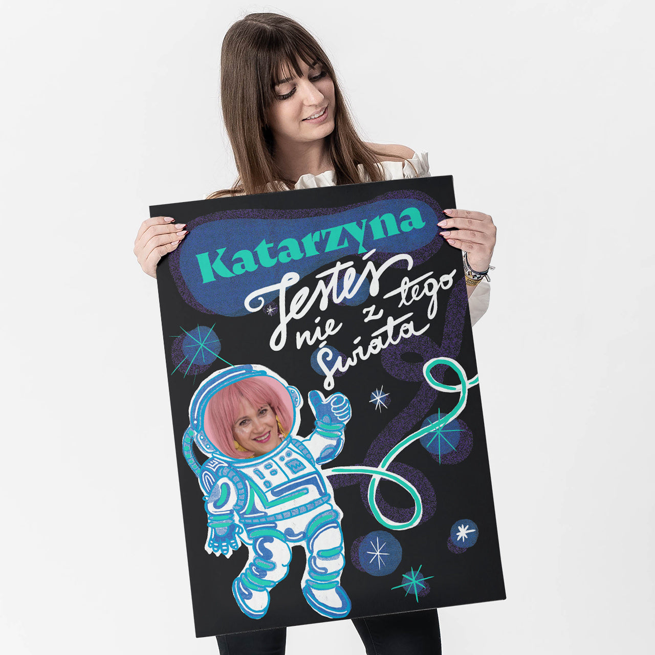 Personalizowana kartka dla dziewczyny - prezent dla miłośnika kosmosu prezent dla dziewczyny kartka personalizowana