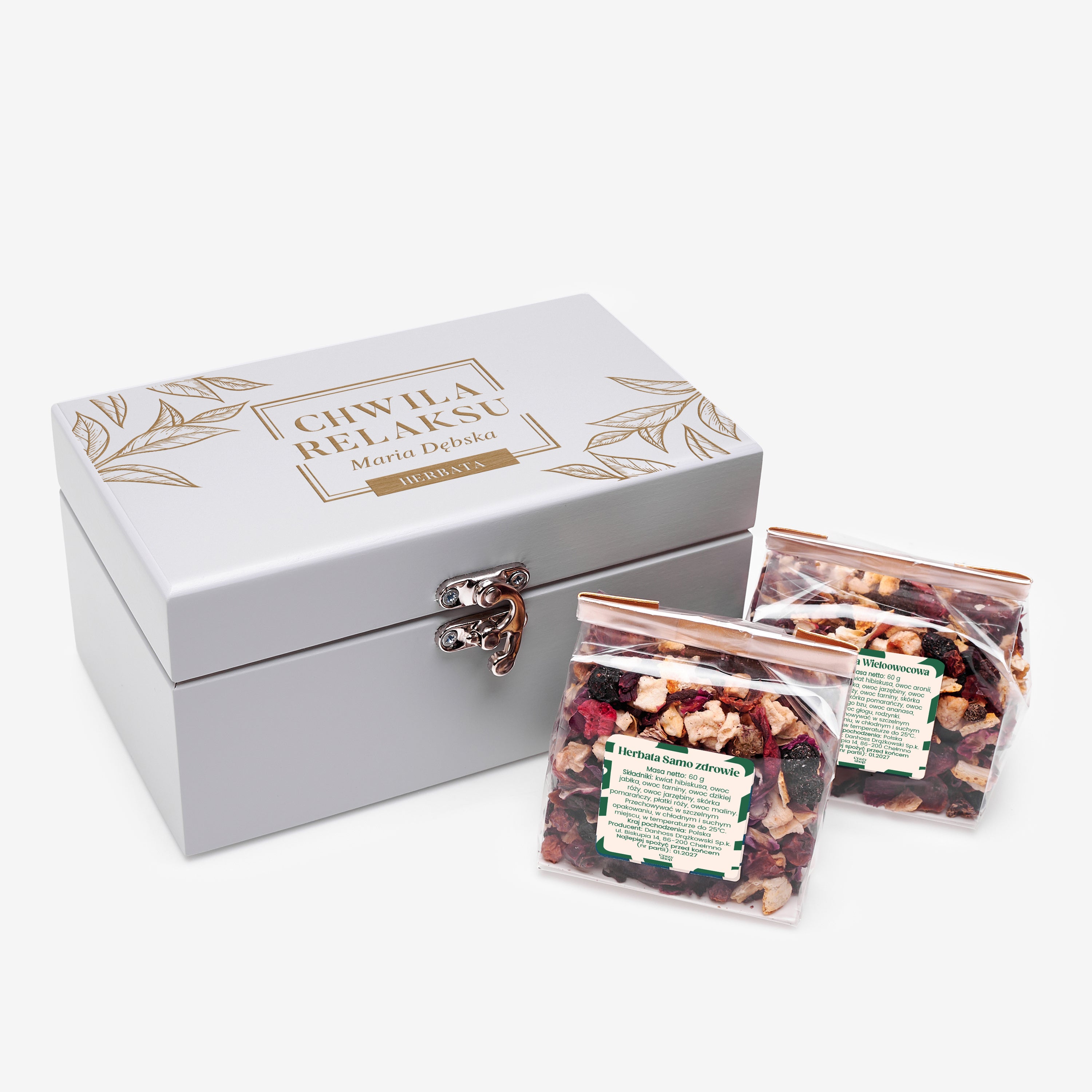 Zestaw herbatek w skrzyneczce - prezent dla bliskiej osoby herbaty w skrzyneczce elegancki prezent z herbatą
