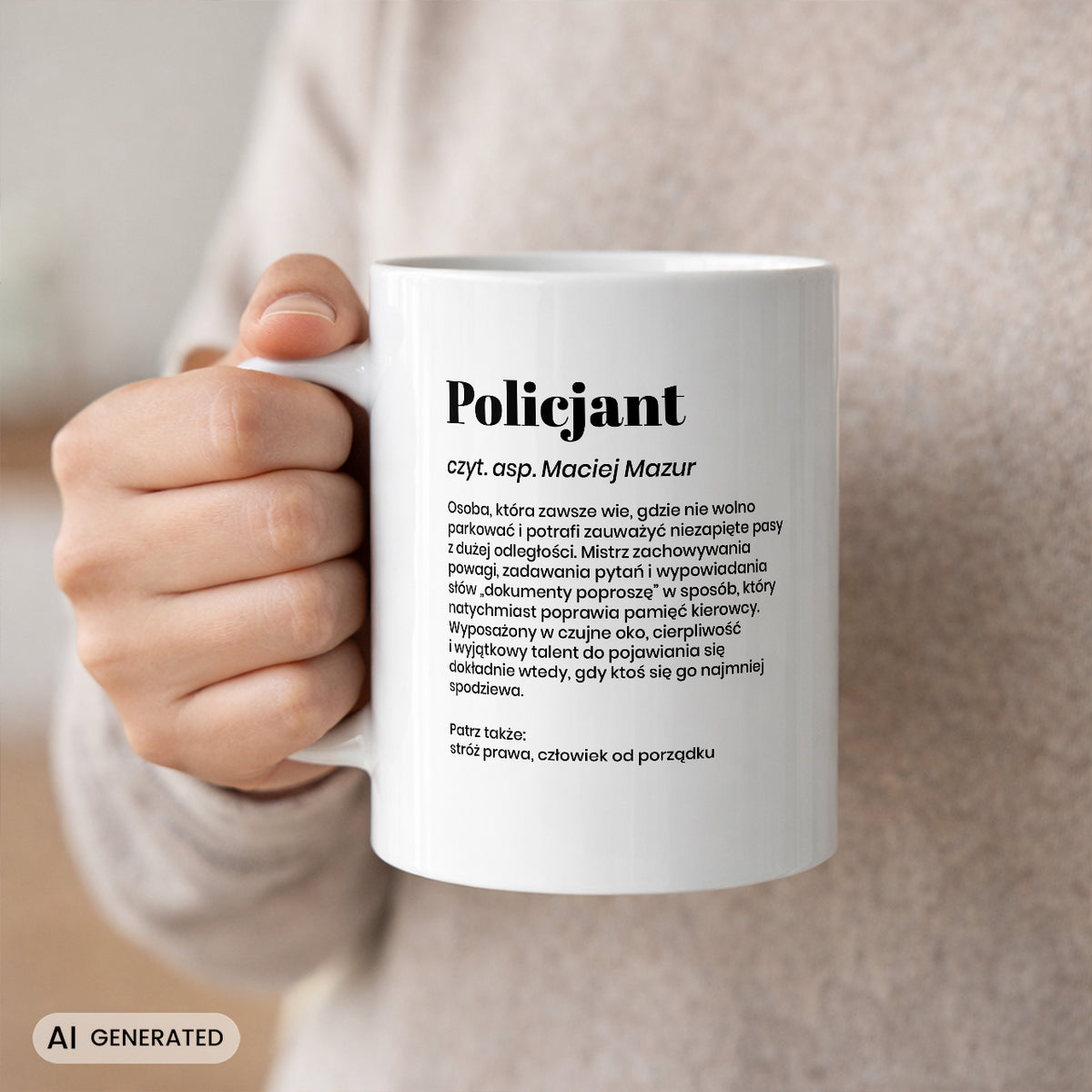 Śmieszny kubek z personalizacją - prezent dla policjanta