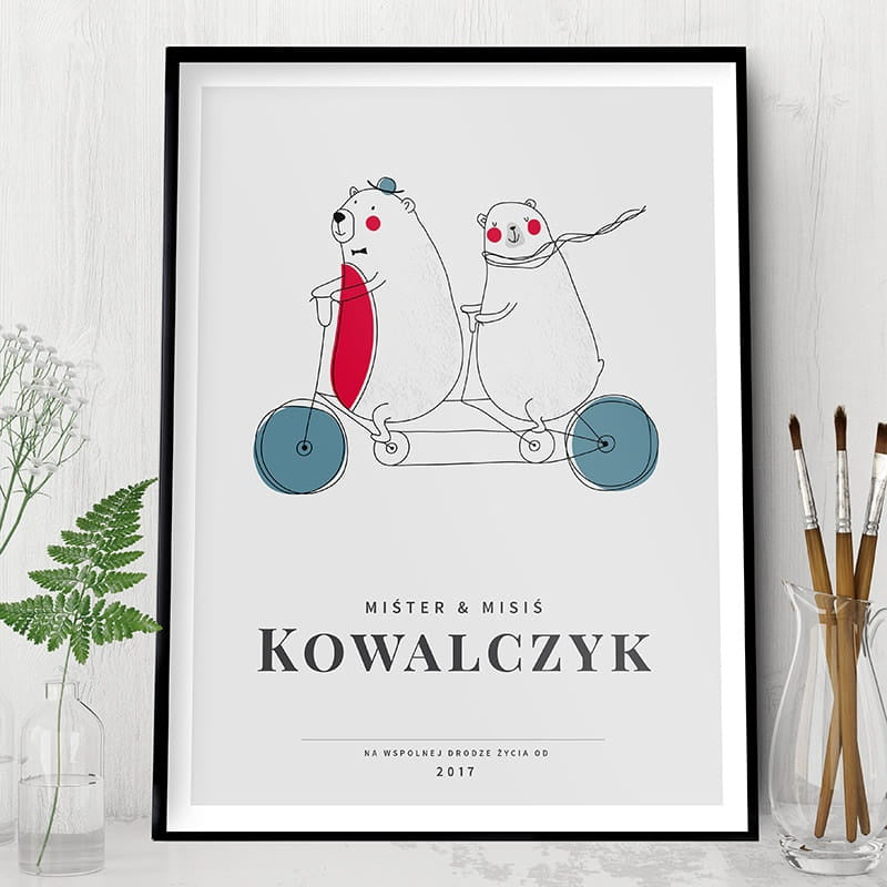 Plakat na rocznicę ślubu - Misie plakat personalizowany prezent na rocznicę ślubu
