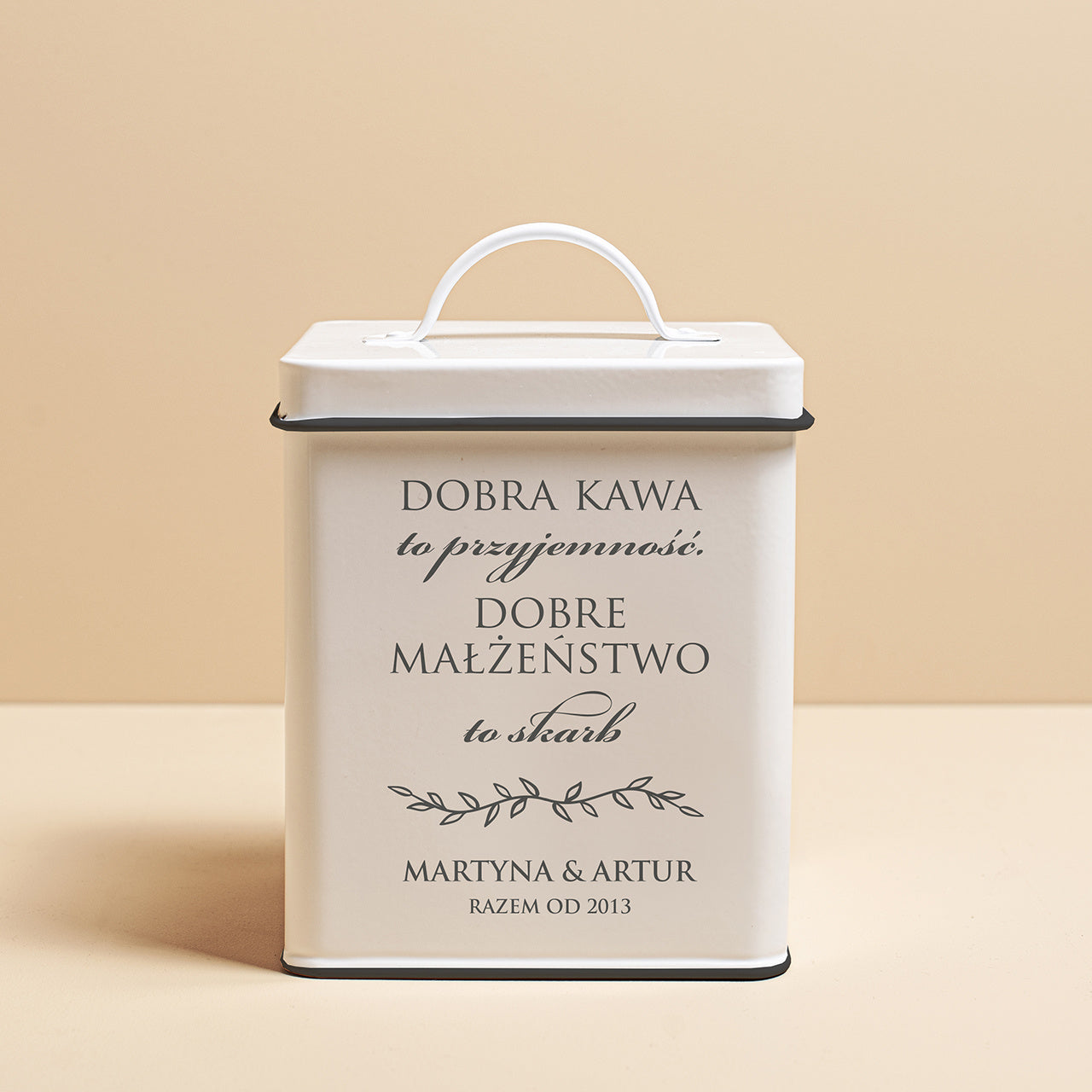 Puszka na kawę - personalizowany prezent na Rocznicę Ślubu