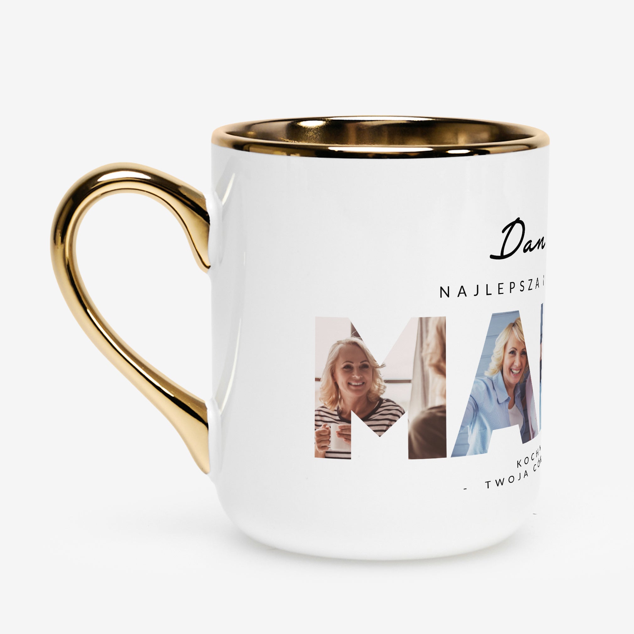 Kubek biało złoty ze zdjęciami - prezent dla mamy kubek dla mamy prezent na Dzień Mamy