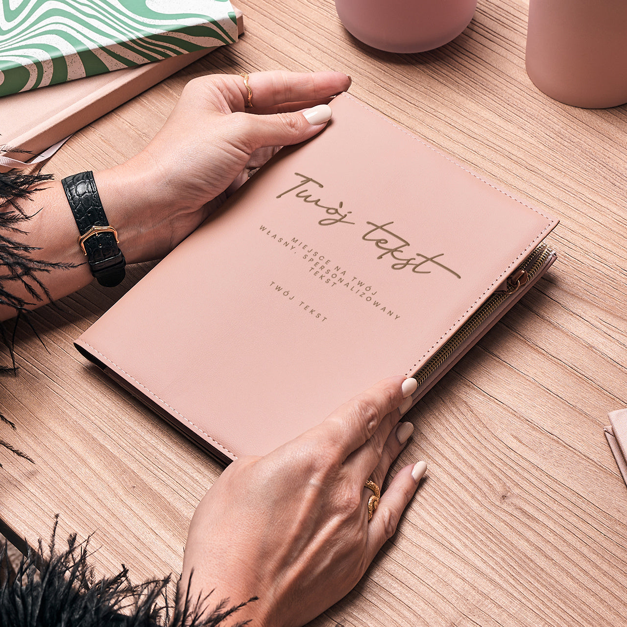 Personalizowany notes jasnoróżowy Twój Tekst notes personalizowany prezent dla mamy na urodziny notes dla niej