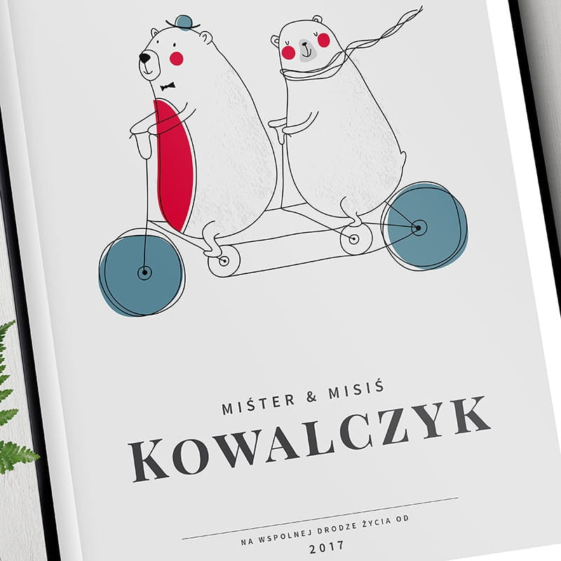 Plakat na rocznicę ślubu - Misie plakat personalizowany prezent na rocznicę ślubu