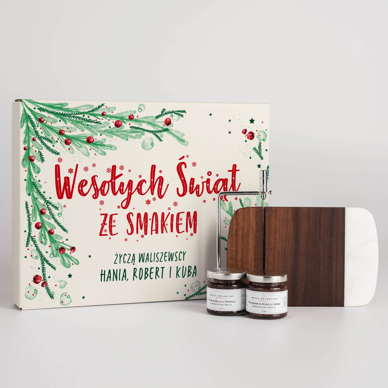 Konfitury i deska do serów - świąteczny prezent dla rodziny prezent dla rodziny na święta zestaw konfitur