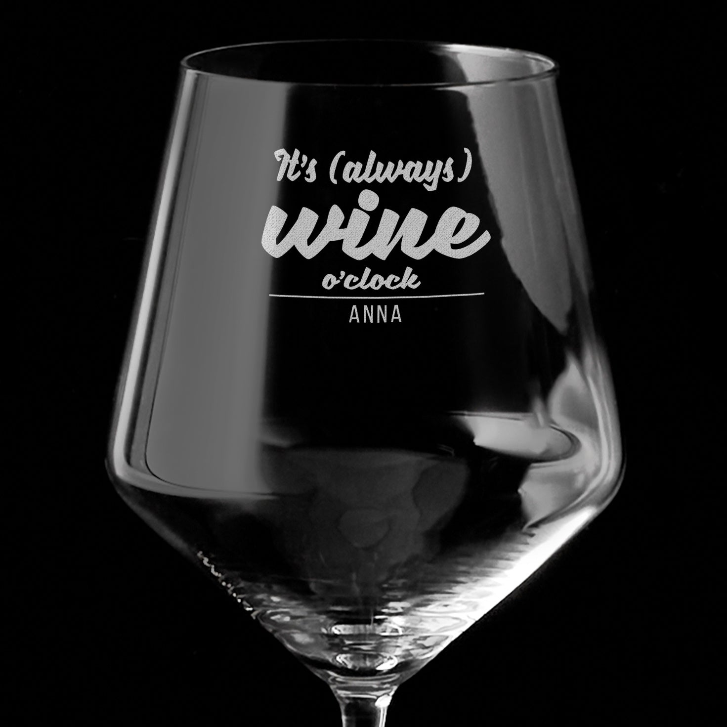 Personalizowany kieliszek do wina XXL - Wine O'Clock - prezent dla miłośniczki wina