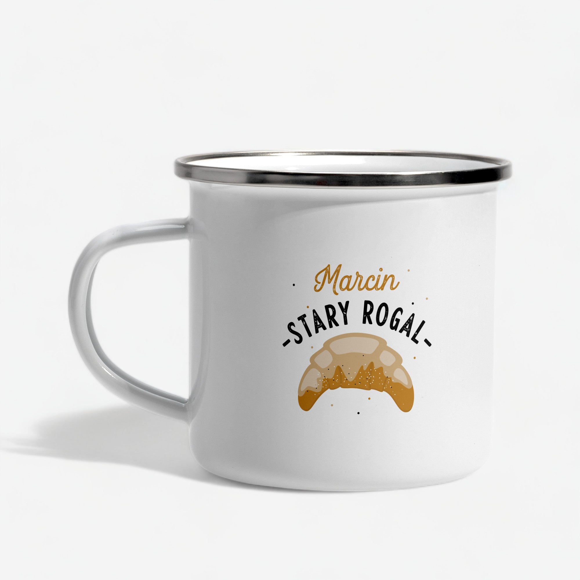 Kubek emaliowany na imieniny - stary rogal