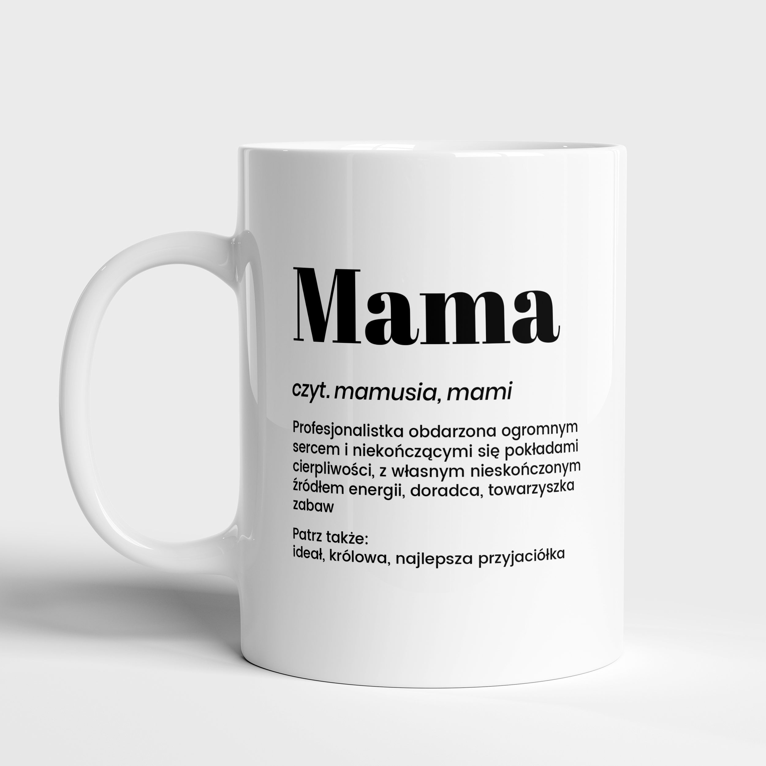 Biały kubek personalizowany - śmieszny prezent dla mamy 