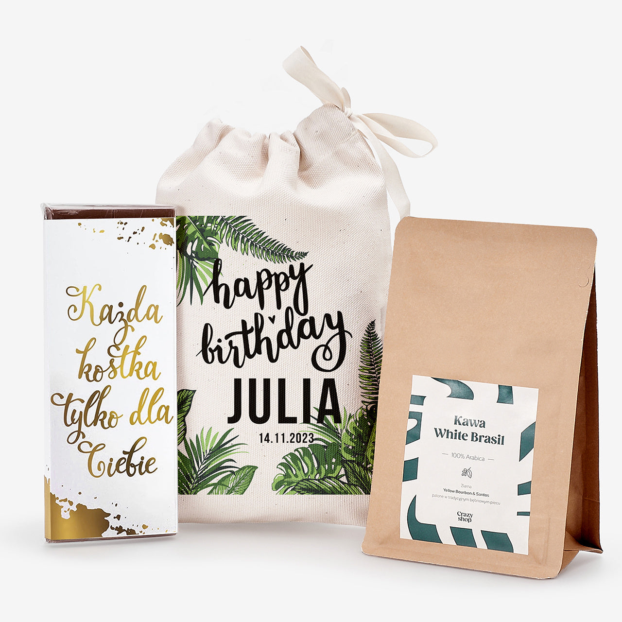 Kawa z czekoladą w woreczku - prezent na 40 urodziny dla niej prezent dla niej na 40 urodziny zestaw prezentowy