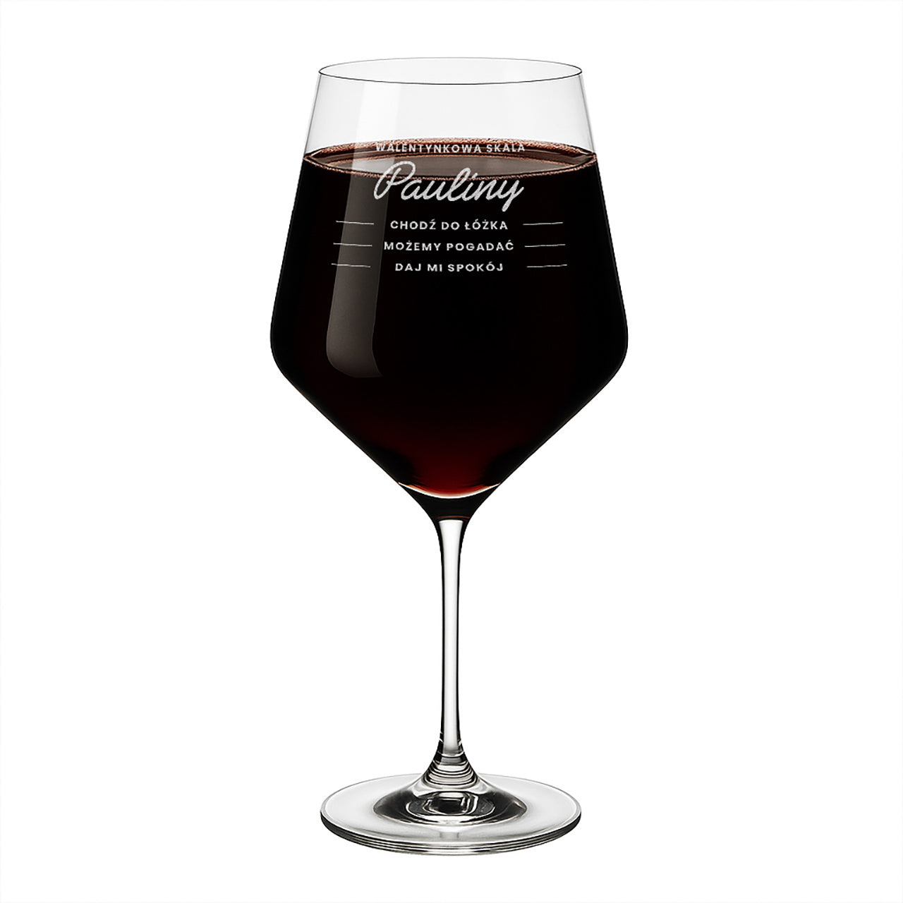 Duży kieliszek do wina - walentynkowa skala