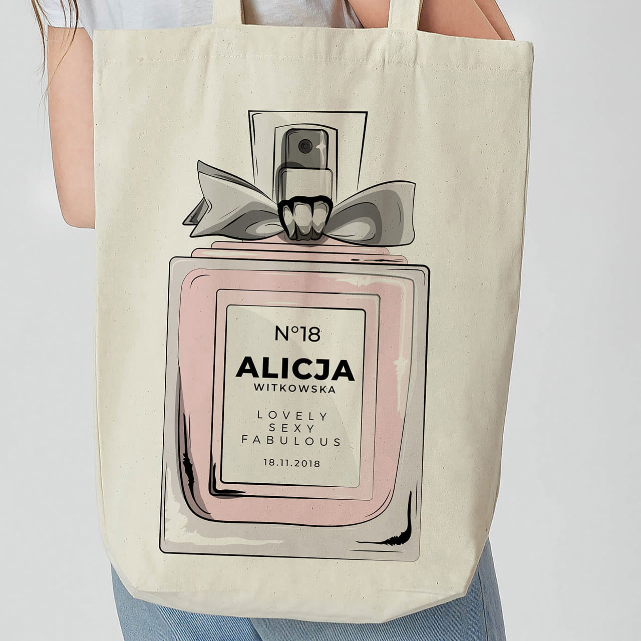 Bawełniana torba na urodziny dla siostry prezent dla siostry na urodziny torba personalizowana