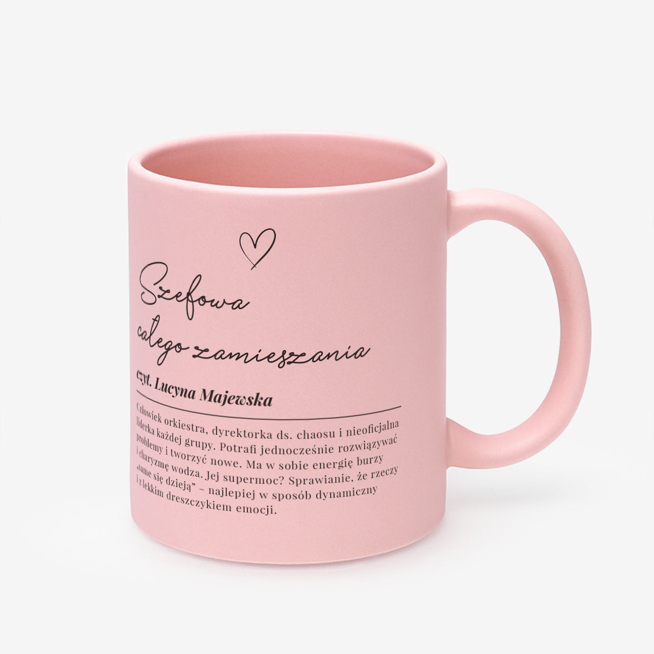 Różowy kubek dla niej - szefowa zamieszania kubek personalizowany dla niej śmieszny kubek
