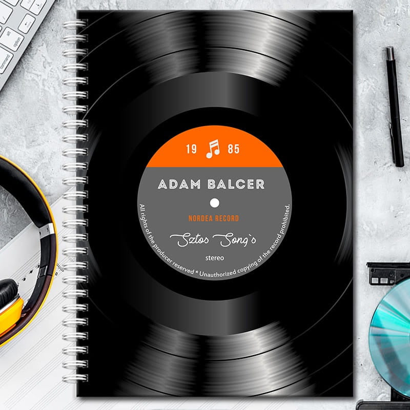 Personalizowany notatnik dla melomana - vinyl prezent dla muzyka prezent na 40 urodziny dla niego