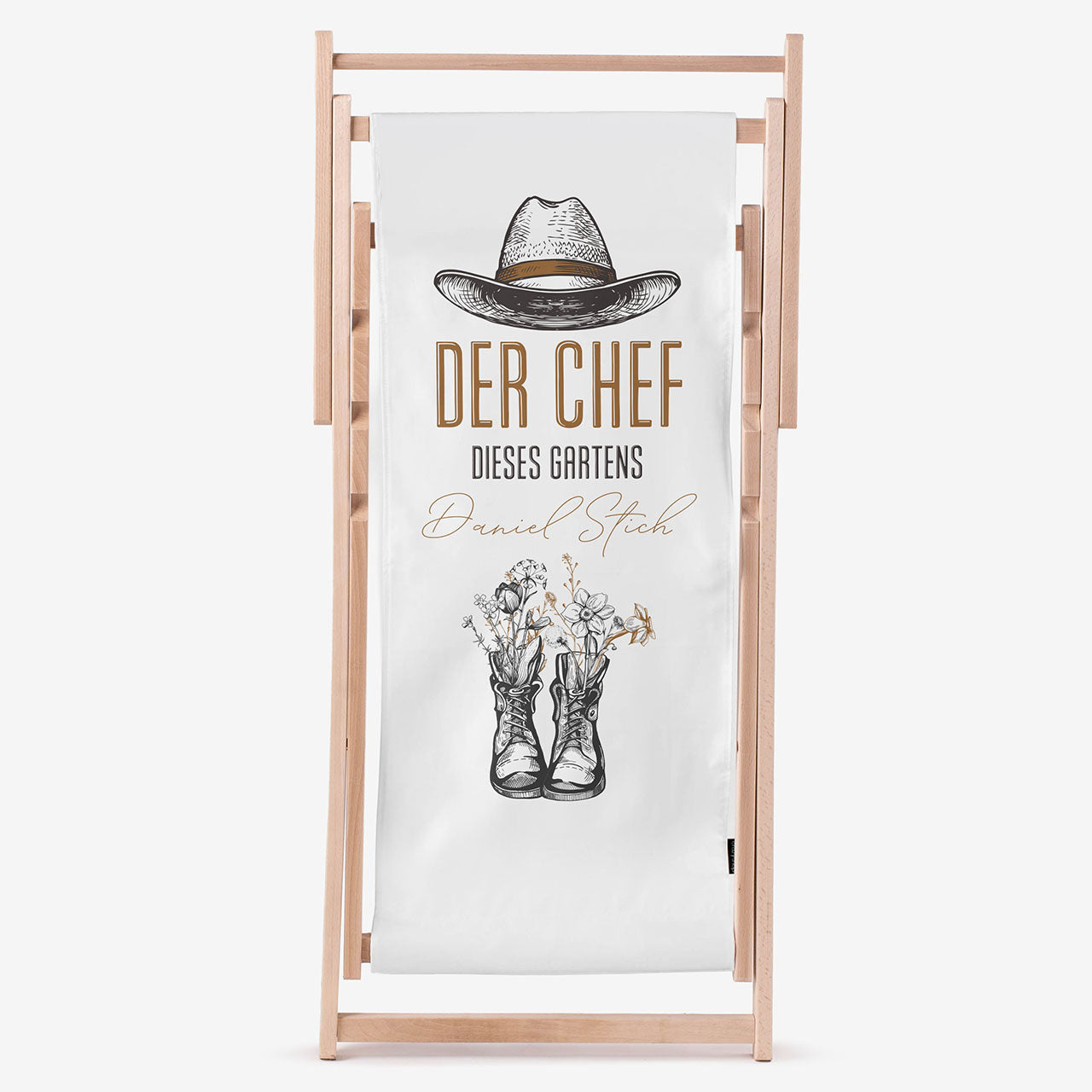Gartenliegestuhl - DER CHEF IM GARTEN - Geburtstagsgeschenk für einen Gärtner