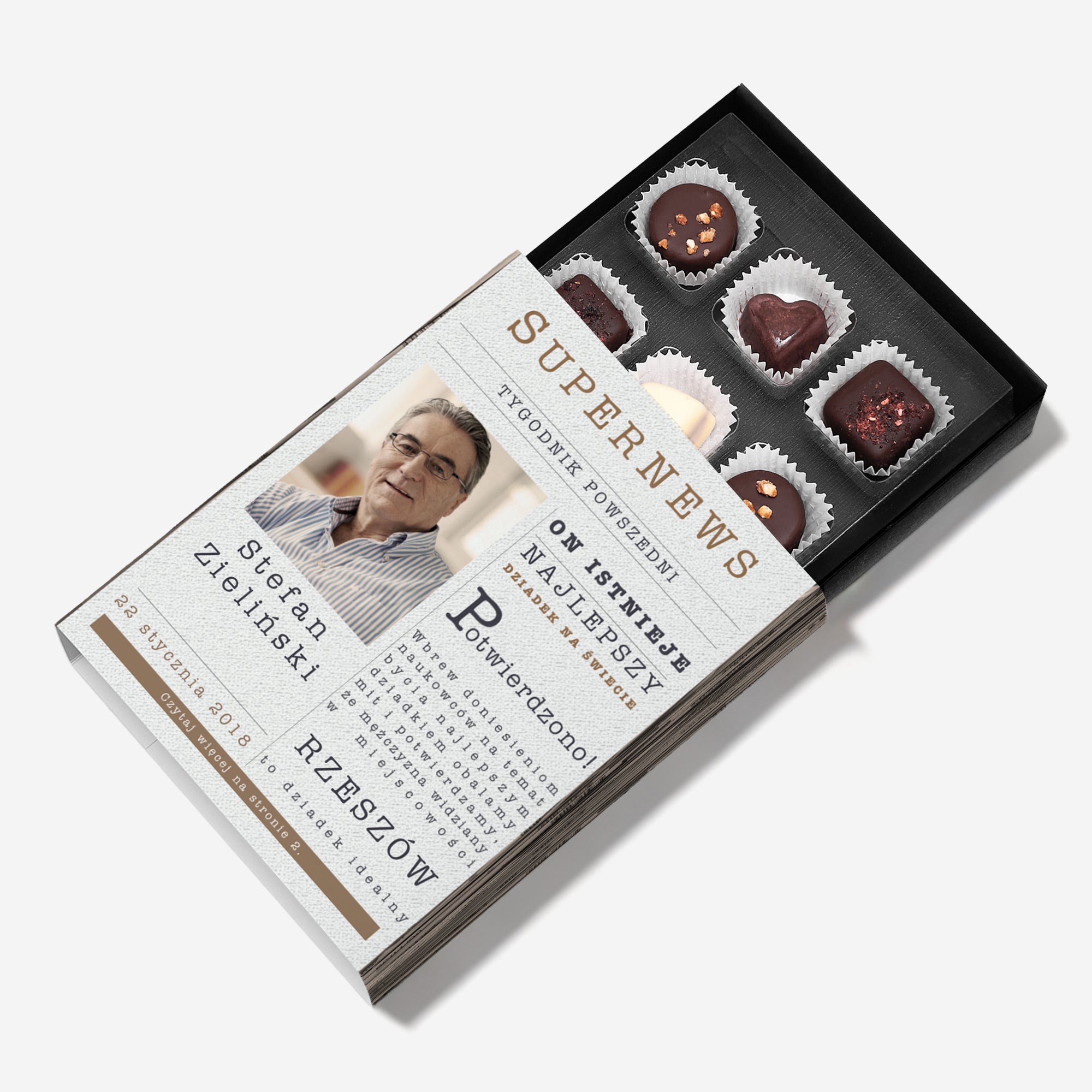 Personalizowane praliny - Supernews - upominek na Dzień Dziadka