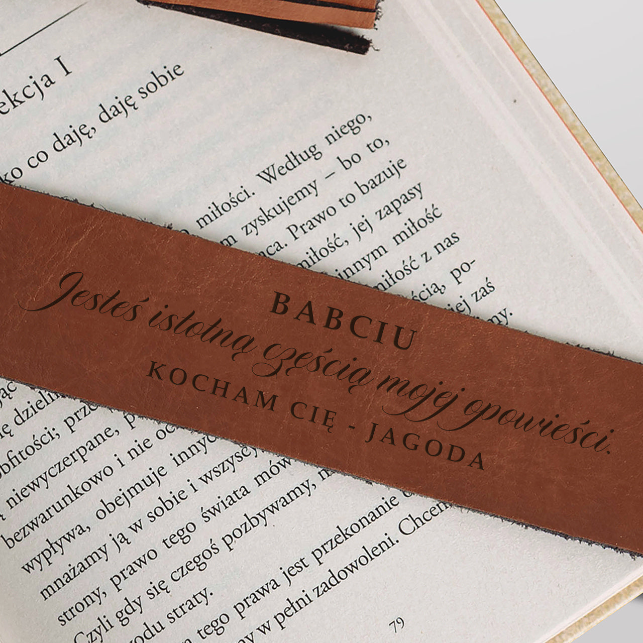 Personalizowana zakładka skórzana dla babci