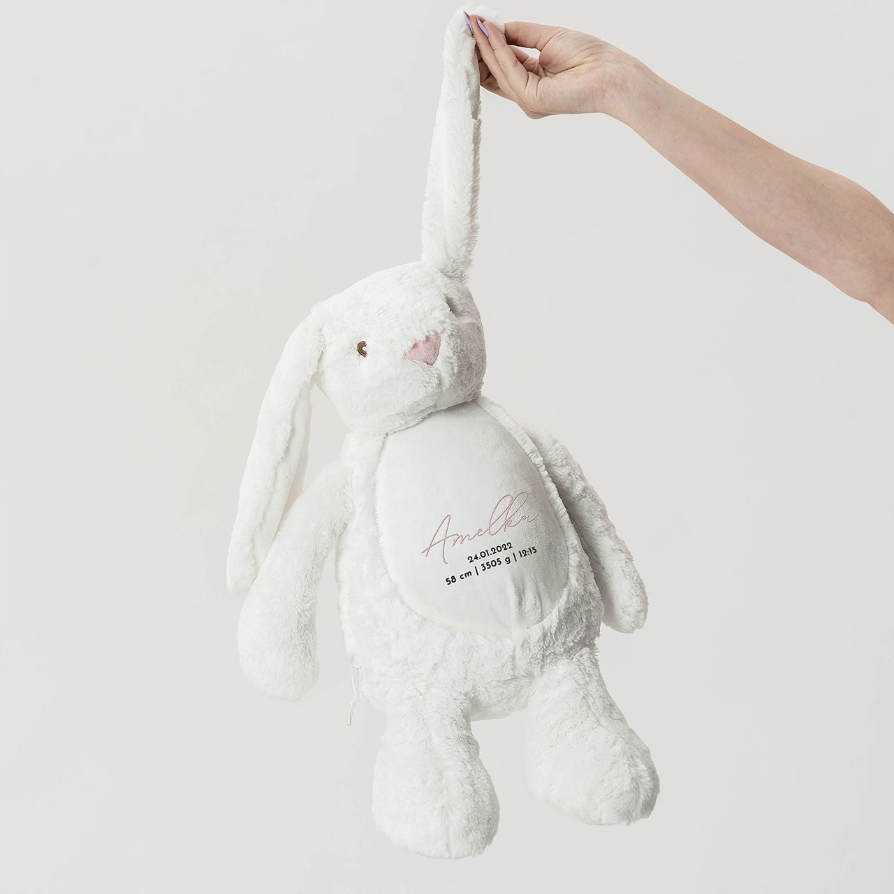 Pluszak z metryczką - króliczek dla dziewczynki personalizowany pluszak prezent dla noworodka dziewczynki
