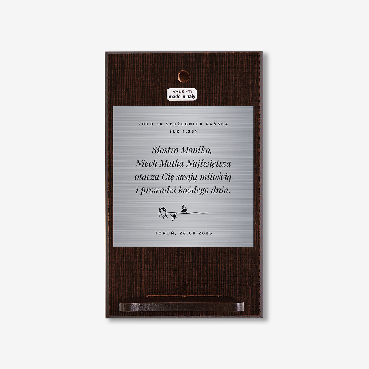 Personalizowany srebrny obrazek z Maryją - prezent dla zakonnicy elegancki prezent religijny personalizowany