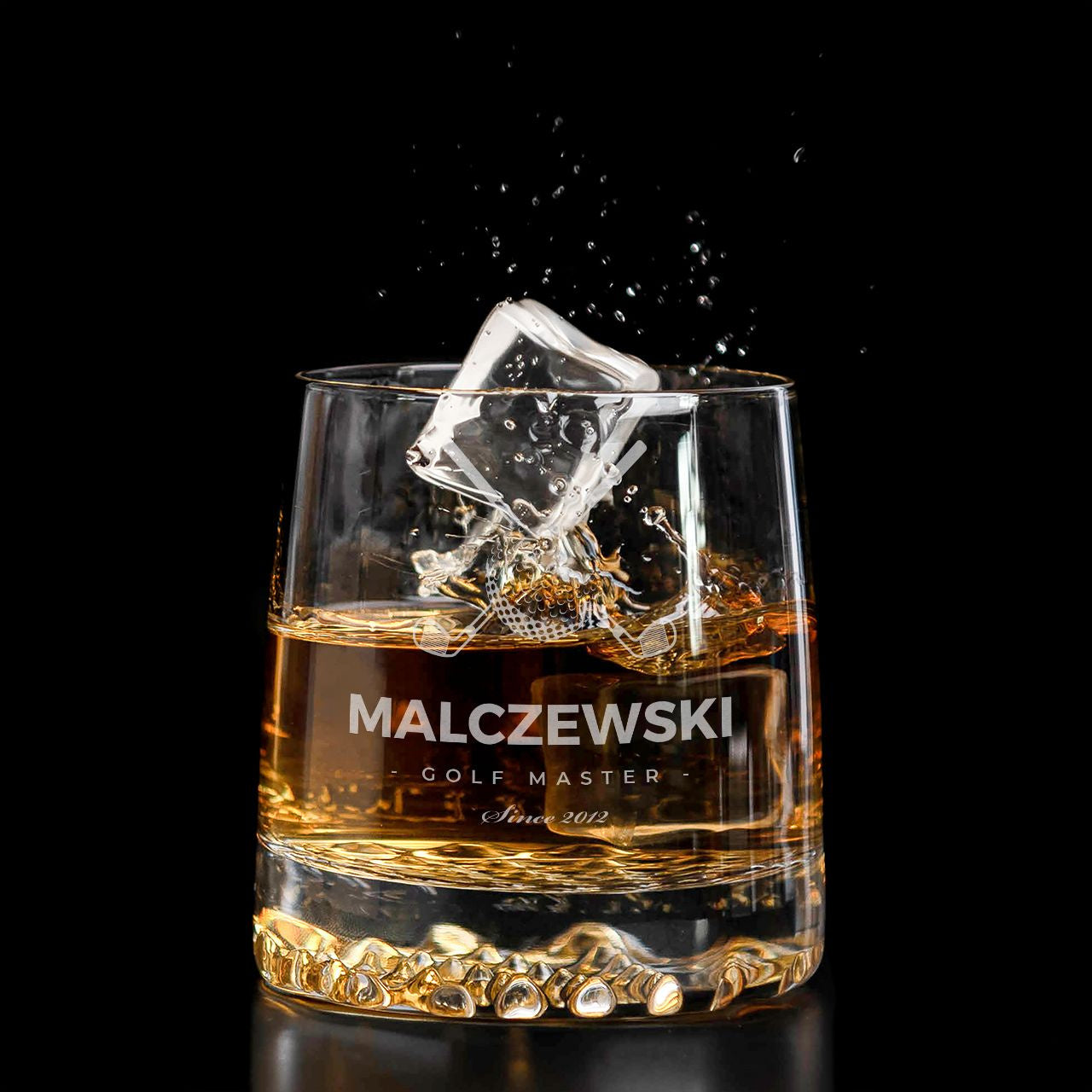Grawerowana szklanka do whisky Golf Master - prezent dla golfisty