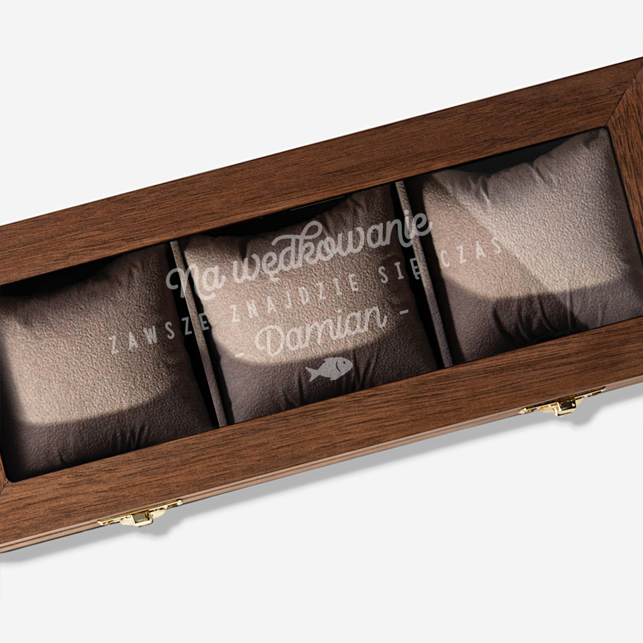 Szkatułka na trzy zegarki - prezent dla wędkarza