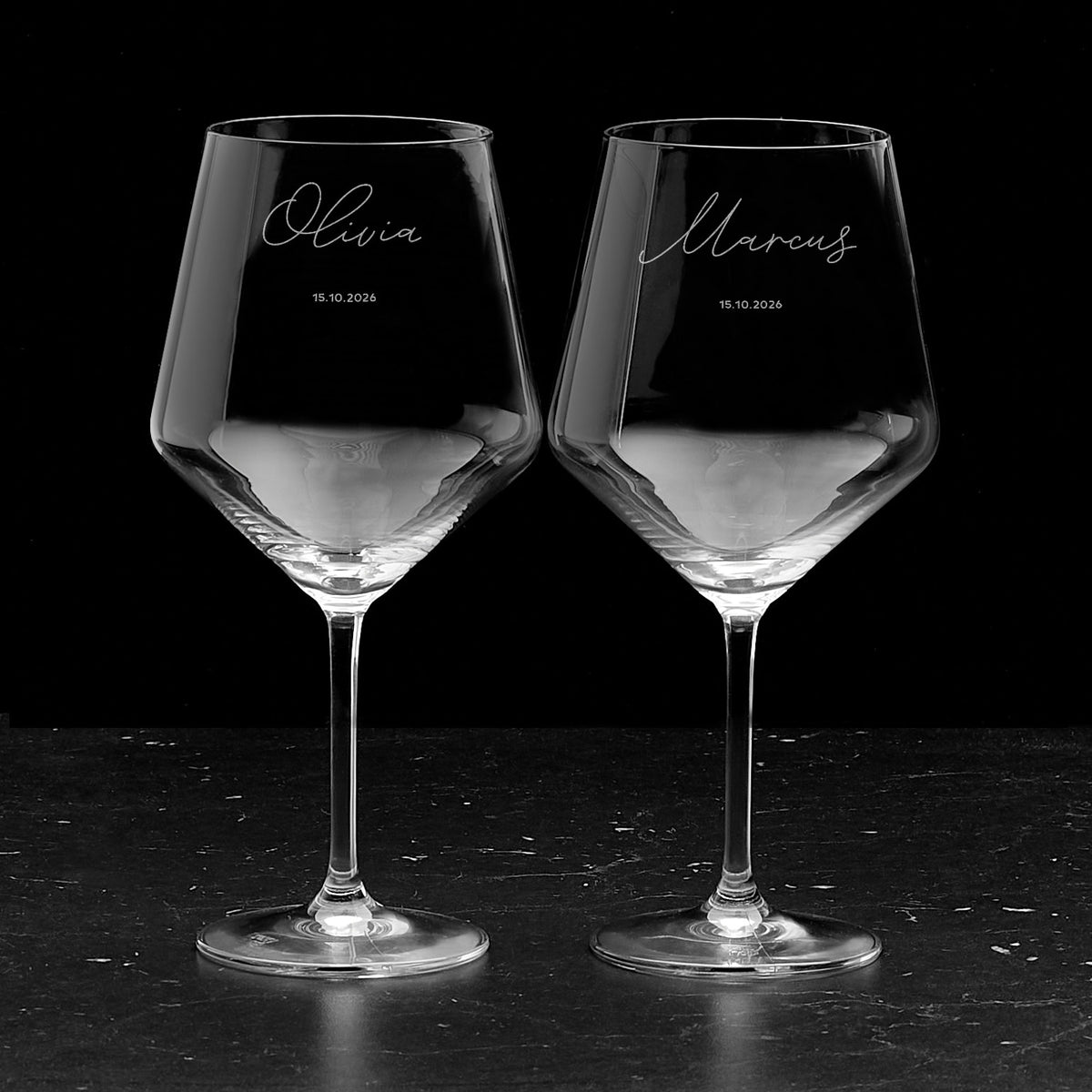Große GLÄSER MIT GRAVUR ZUR HOCHZEIT
