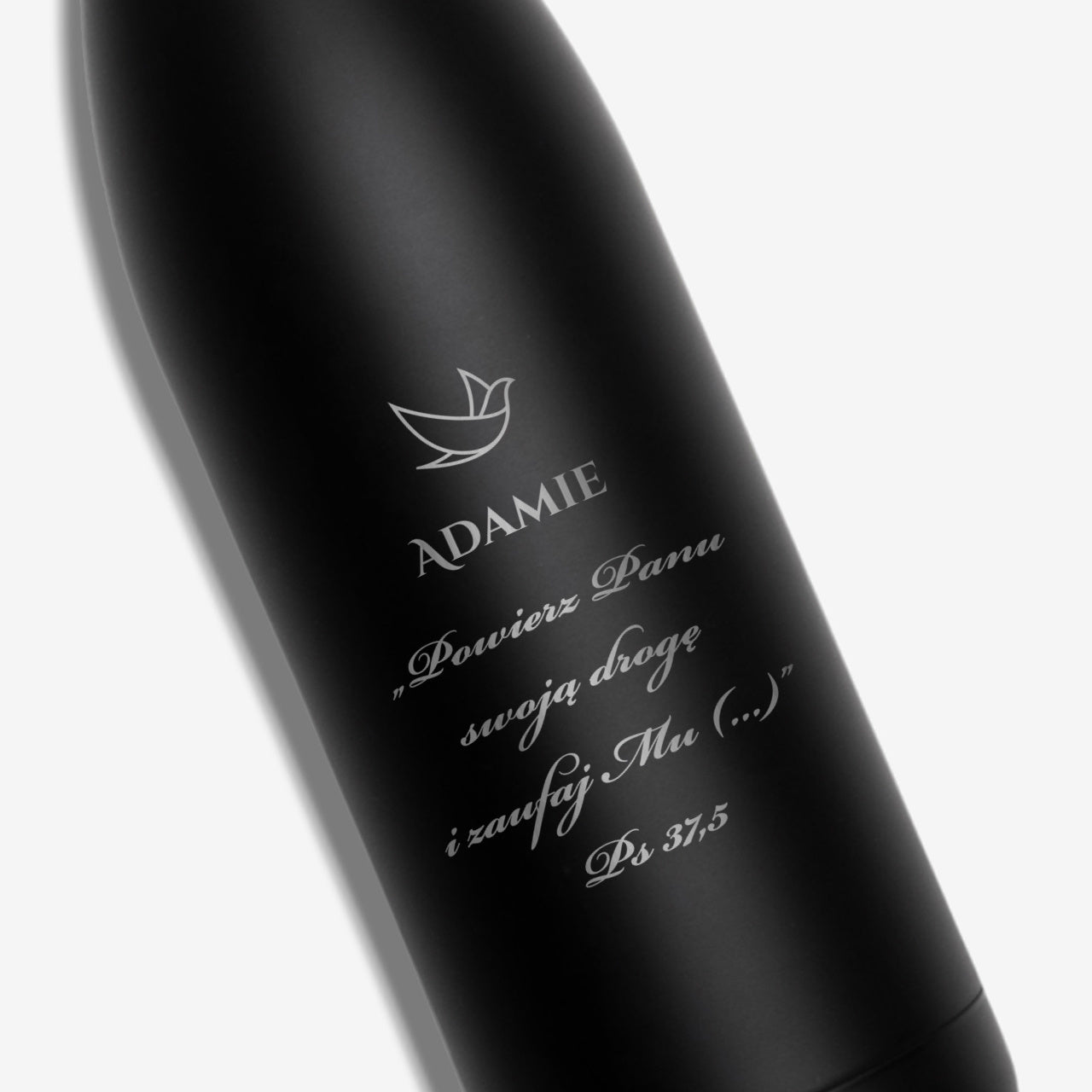 Czarny termos z grawerem 1l - prezent dla księdza pielgrzyma